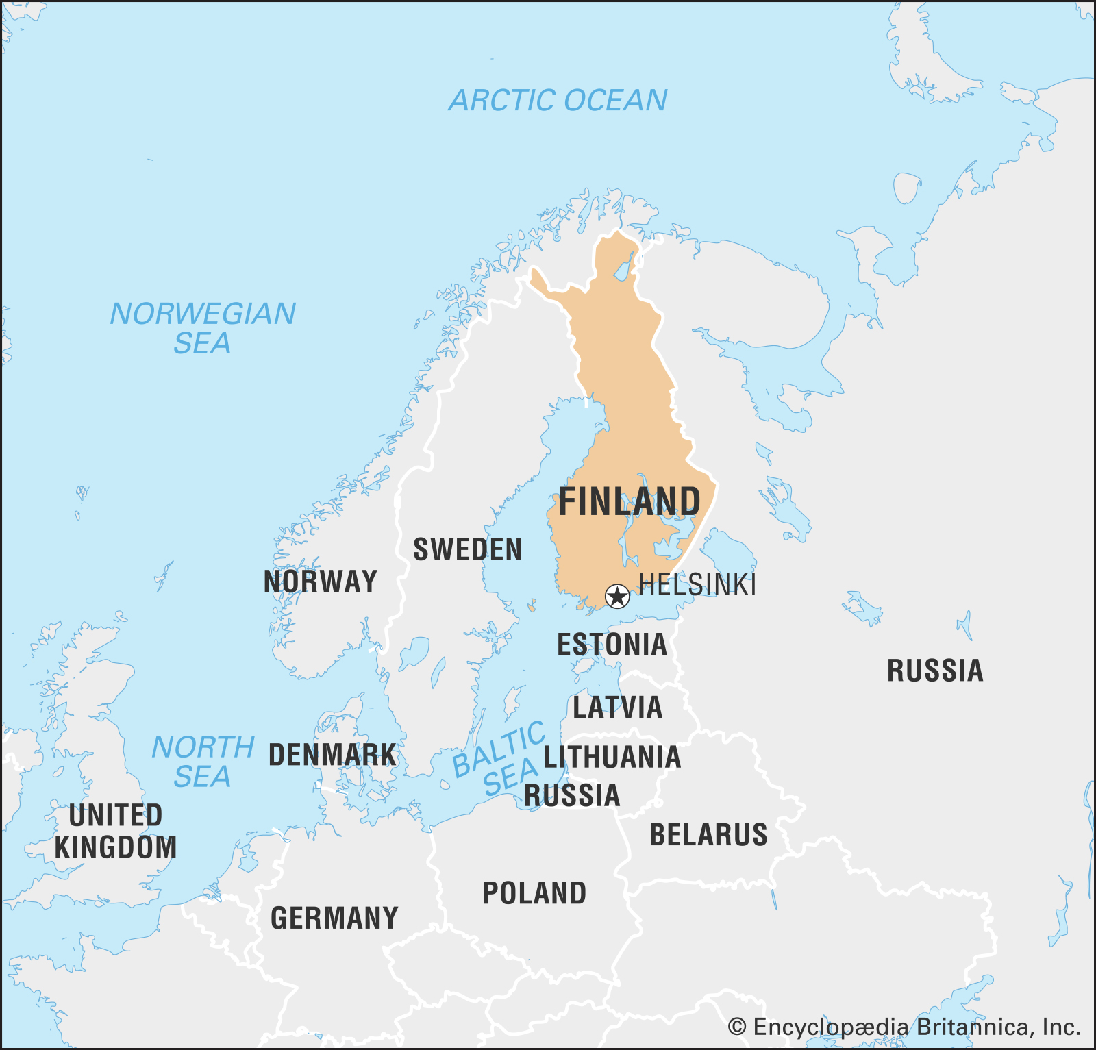 Finland and surrounding countries map
